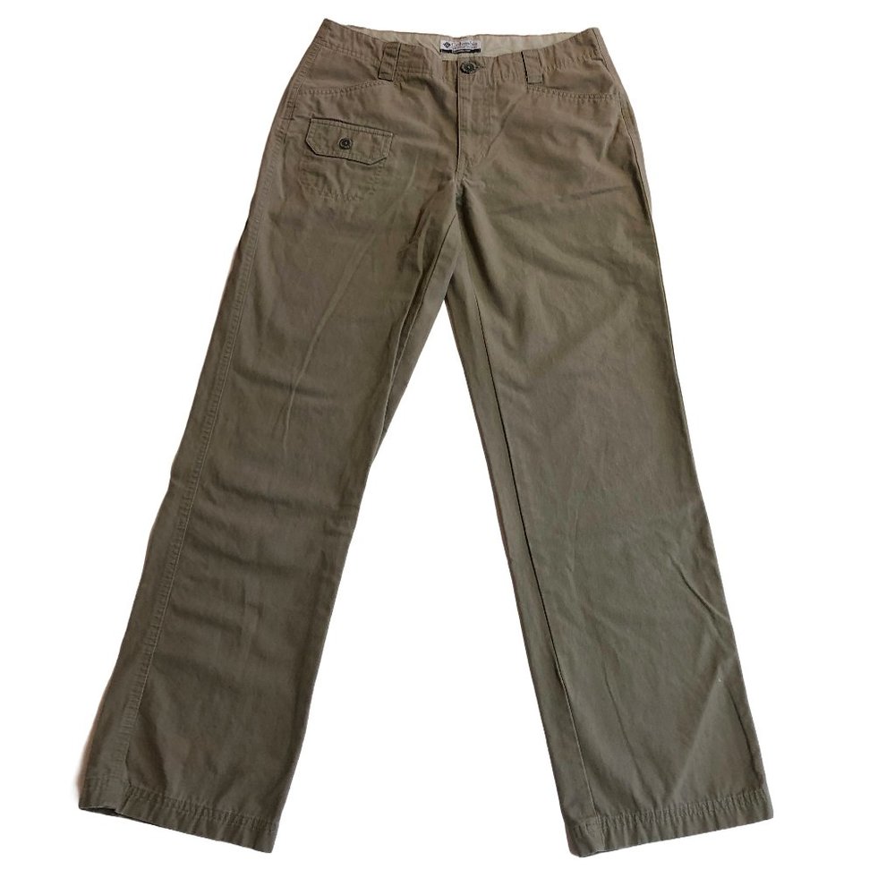 Columbia Womens Army Green Mid Rise Cargo Pants Straight Outdoor Canvas Trousers